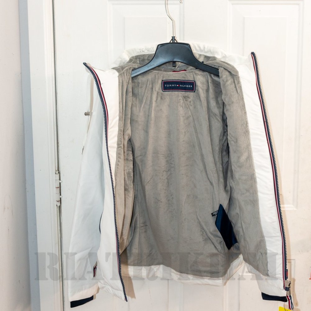 NWT Women's Softshell Hooded Lined Jacket White Tommy Hilfiger - Picture 5 of 11